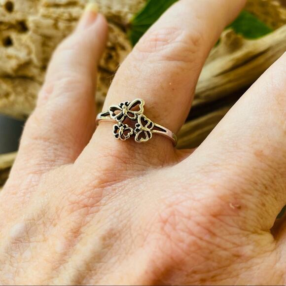 Sterling Silver Butterfly Mini Ring, Minimalist Ring, Butterfly Rings - Picture 3 of 4